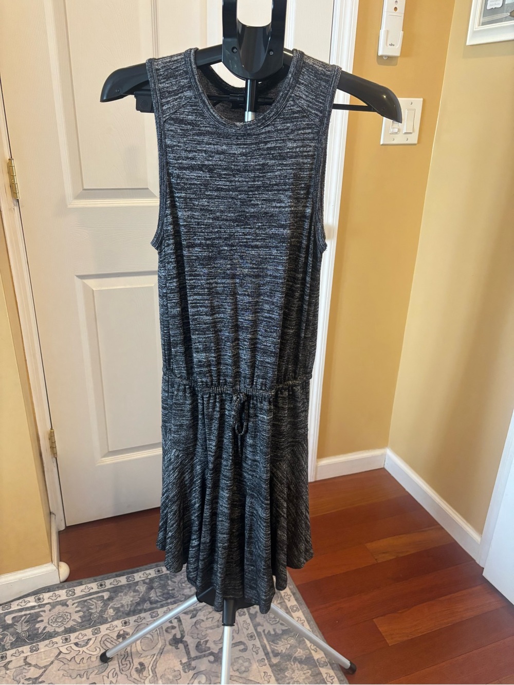 Massimo Heathered Charcoal Gray Sleeveless Drawstring Waist Dress